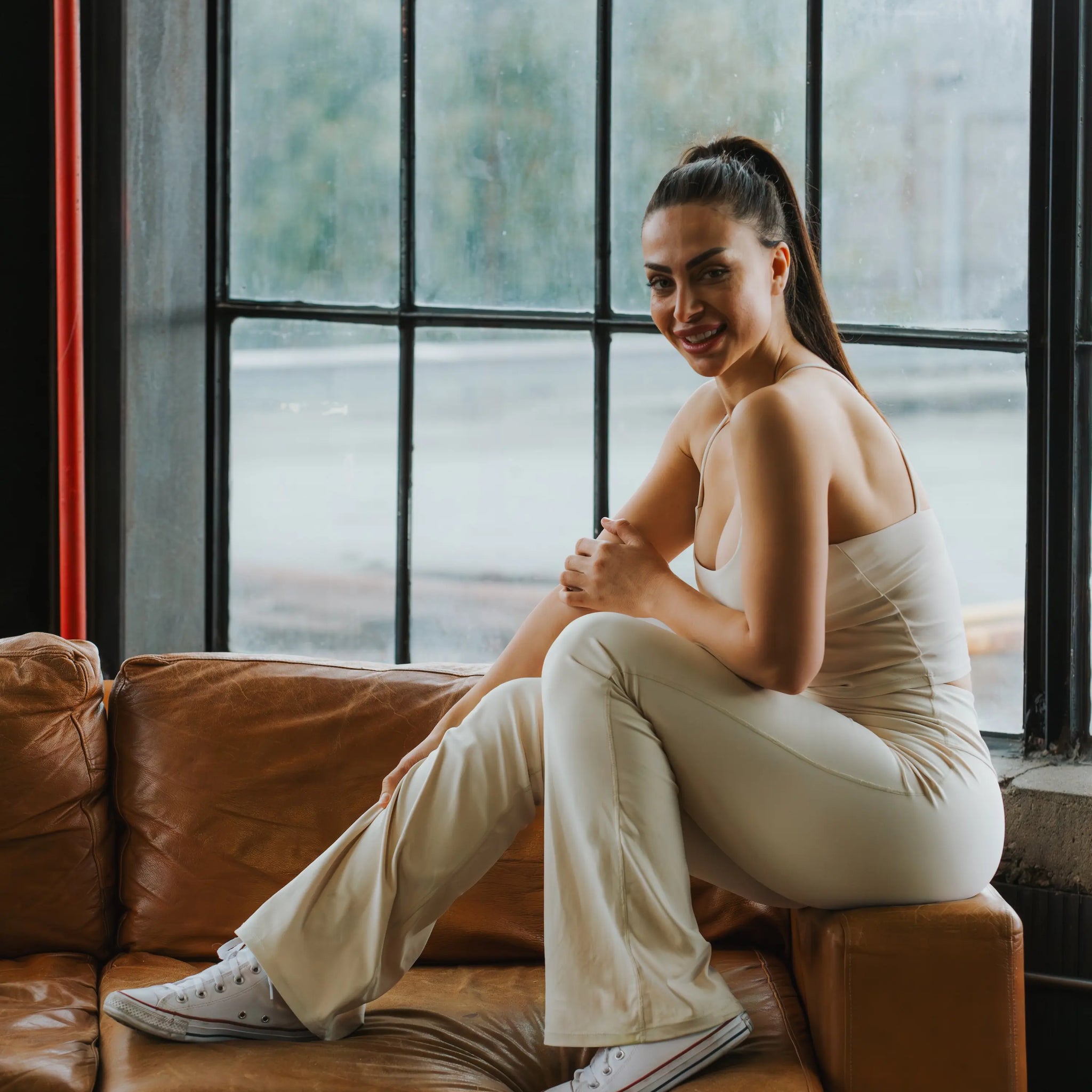 beige tank top