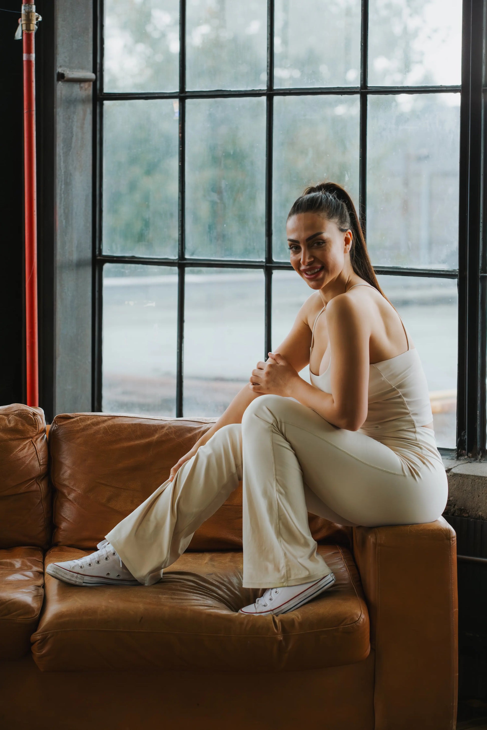 beige tank top