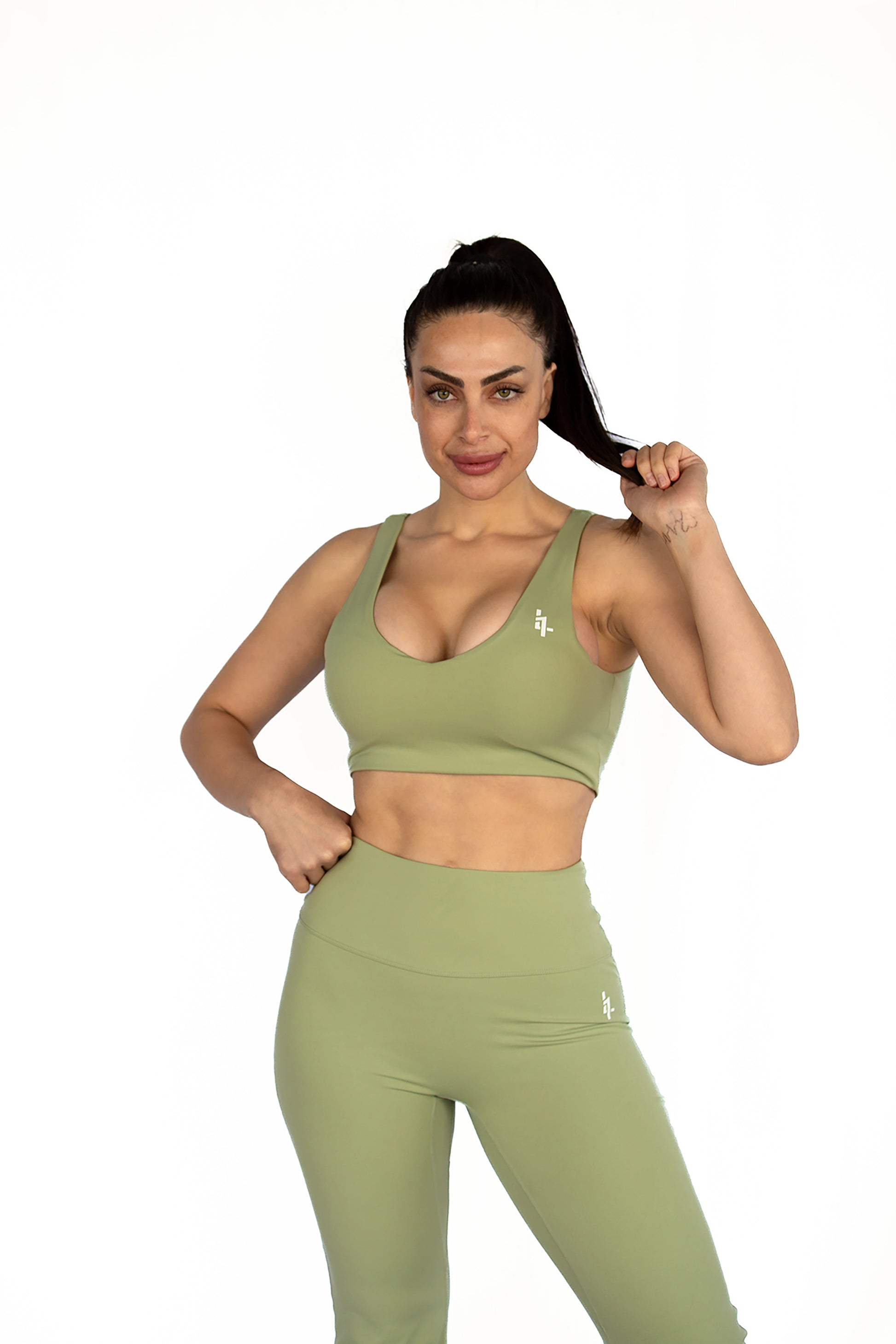 padded high impact green sports bra