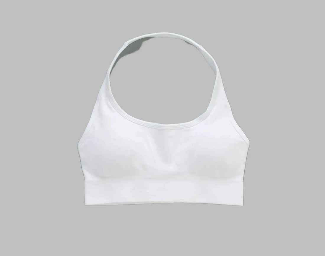 Treva Halter Bra White, Backless, Full Support