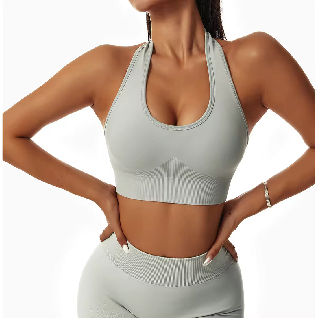 Treva Halter Bra Light Grey, Backless, Full Support