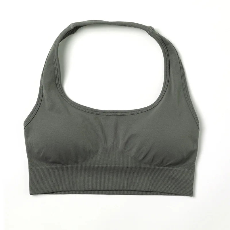 Treva Halter Bra Dark Grey, Backless, Full Support